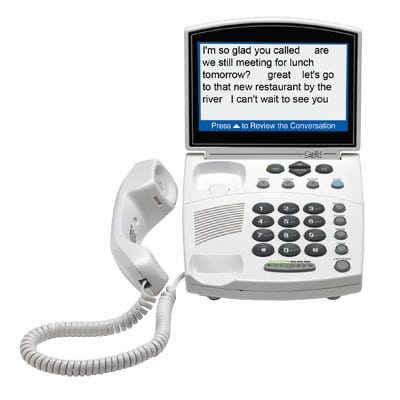 The CapTel 840i captioned telephone shows captions of everything your caller says